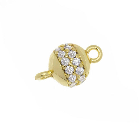 Round Gold Ball CZ Spacer Connector,Dainty Pave Ball Connector Charm,Round CZ Ball Connector Spacer,CNG104