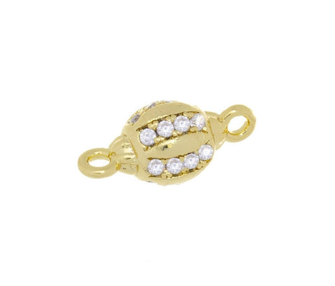 Oval Gold Ball CZ Spacer Connector,Dainty Pave Oval Connector Charm,Oval CZ Elongated Connector Spacer,CNG103