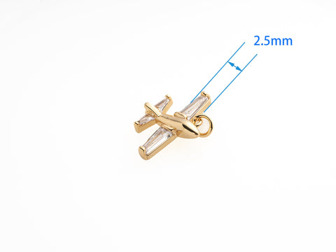 -Airplane Charm,Dainty CZ Charm, Gold Airplane Charm, aero plane, cz plane, CPG199