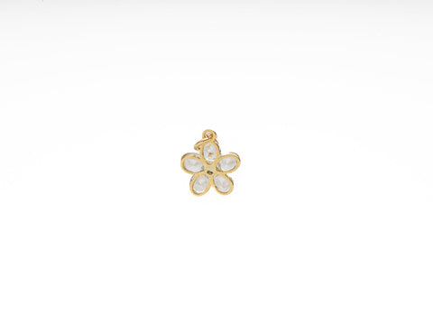 Dainty Flower Charm With CZ, Gold Pave CZ Charm For Necklace Or Bracelet Making,CPG340