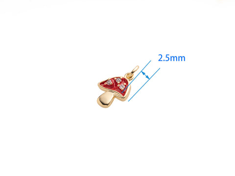 Tiny Mushroom Gold Charm For Bracelet Or Necklace,Dainty Enamel Mushroom Pendant,1 pc,5 pcs Or 10pcs,WHOLESALE,CPG467