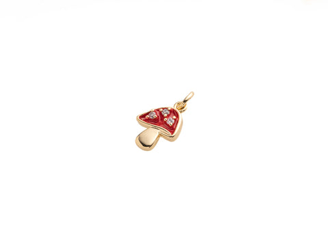 Tiny Mushroom Gold Charm For Bracelet Or Necklace,Dainty Enamel Mushroom Pendant,1 pc,5 pcs Or 10pcs,WHOLESALE,CPG467