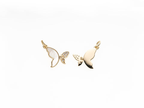 Butterfly Gold Charm,Dainty Butterfly Charm,Mother Of Pearl Butterfly Pendant,CPG470