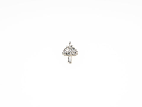 Gold, Rhodium Micro Pave Mushroom Charm, Gold Charm With CZ, Charm For Necklace And Bracelet CPG450, CPS450