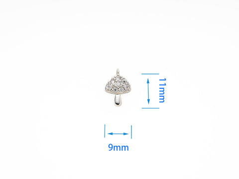 Gold, Rhodium Micro Pave Mushroom Charm, Gold Charm With CZ, Charm For Necklace And Bracelet CPG450, CPS450