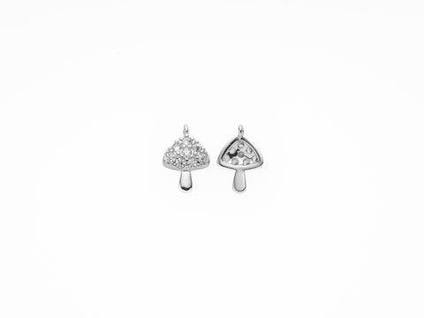 Gold, Rhodium Micro Pave Mushroom Charm, Gold Charm With CZ, Charm For Necklace And Bracelet CPG450, CPS450