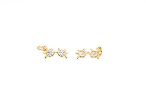 Gold Mini Sunglasses Cz Charm, Dainty Summer Charm, Sunshade mini charm, gold summer theme trinket, Sunglasses charm, CNG016