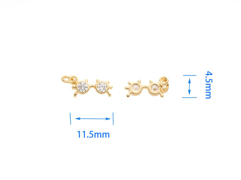 Gold Mini Sunglasses Cz Charm, Dainty Summer Charm, Sunshade mini charm, gold summer theme trinket, Sunglasses charm, CNG016