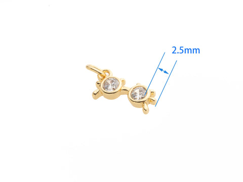 Gold Mini Sunglasses Cz Charm, Dainty Summer Charm, Sunshade mini charm, gold summer theme trinket, Sunglasses charm, CNG016