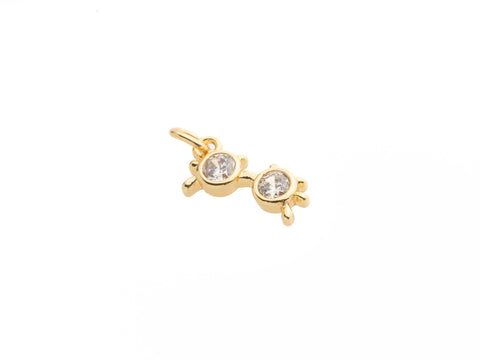Gold Mini Sunglasses Cz Charm, Dainty Summer Charm, Sunshade mini charm, gold summer theme trinket, Sunglasses charm, CNG016