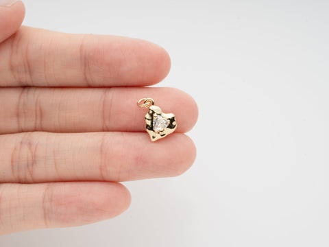 Textured Heart cz charm, Abstract cz heart charm, heart jewelry, great for layering, charms, minimalist jewelry, CPG1021