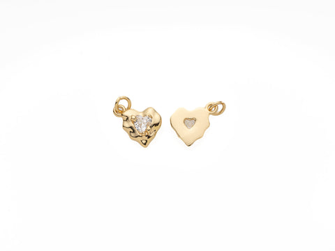 Textured Heart cz charm, Abstract cz heart charm, heart jewelry, great for layering, charms, minimalist jewelry, CPG1021