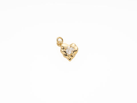 Textured Heart cz charm, Abstract cz heart charm, heart jewelry, great for layering, charms, minimalist jewelry, CPG1021