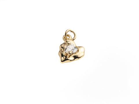 Textured Heart cz charm, Abstract cz heart charm, heart jewelry, great for layering, charms, minimalist jewelry, CPG1021