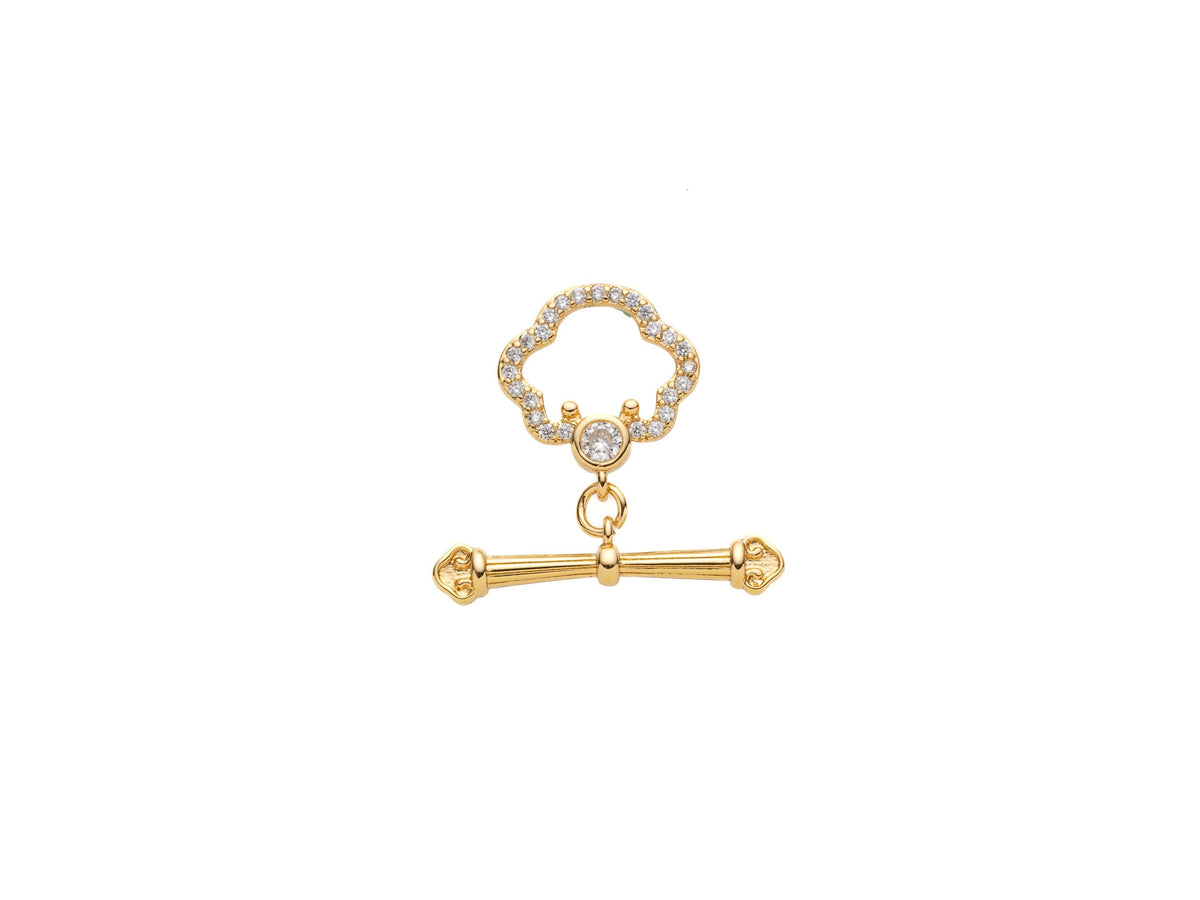 Gold CZ Cloud Shape Toggle Clasp, Cloud Shape Toggle, T Bar Clasp, Cloud CZ Shape Toggle For Designers, CZ Toggle Clasp, CLG201