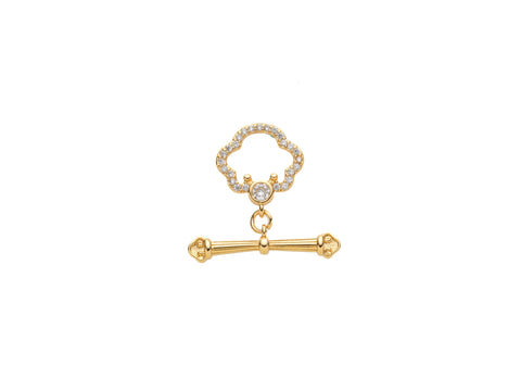 Gold CZ Cloud Shape Toggle Clasp, Cloud Shape Toggle, T Bar Clasp, Cloud CZ Shape Toggle For Designers, CZ Toggle Clasp, CLG201