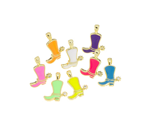 Cowboy Enamel Boot Charm,Western Cowboy Boots Pendant For Necklace,Cowgirl Boots For Necklace,CPG2011