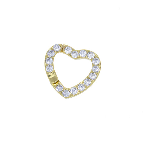 Heart Shape Enhancer Snap Close Clasp,Two Sizes Gold Enhancer Connector Clasp With CZ,Pave Heart Clasp,CLG303-CLG304