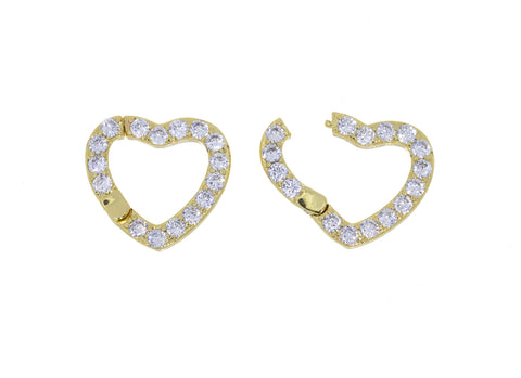 Heart Shape Enhancer Snap Close Clasp,Two Sizes Gold Enhancer Connector Clasp With CZ,Pave Heart Clasp,CLG303-CLG304