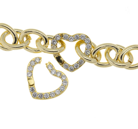 Heart Shape Enhancer Snap Close Clasp,Two Sizes Gold Enhancer Connector Clasp With CZ,Pave Heart Clasp,CLG303-CLG304