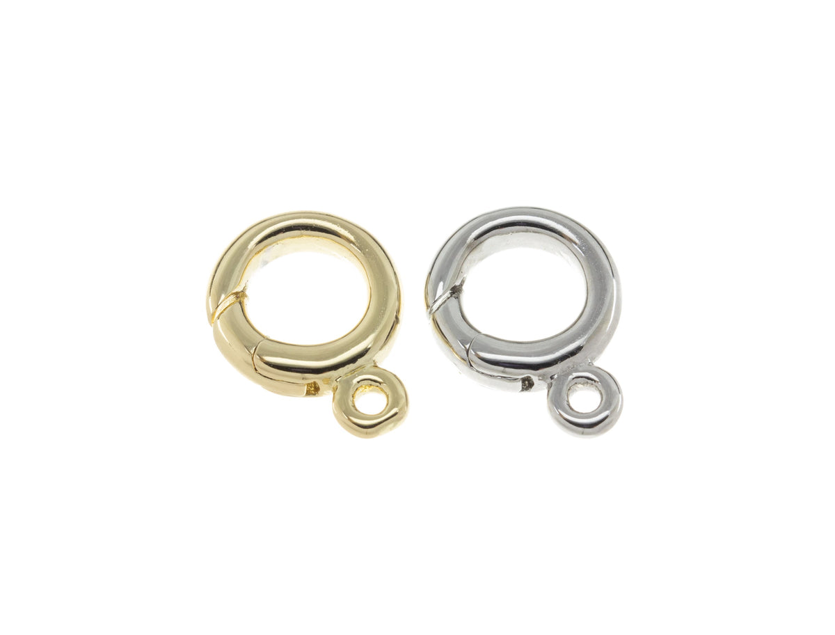 Gold And Silver Spring Push In Clasp,Push Gate Circle Clasp For Bracelet And Necklace Making,Shiny Smooth Finish Round Clasp,CLG225-CLS225