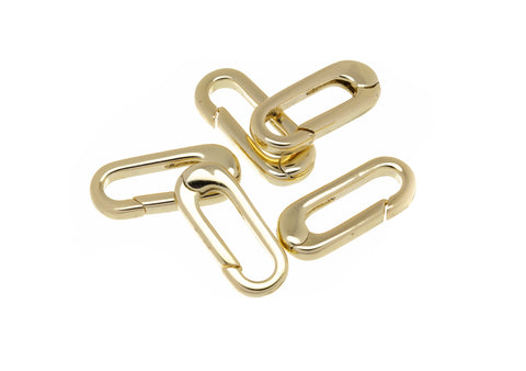 Gold Spring Push In Oval Clasp,Push Gate Elongated Oval Clasp For Bracelet And Necklace Making,Shiny Smooth Finish Long Clasp,CLG226