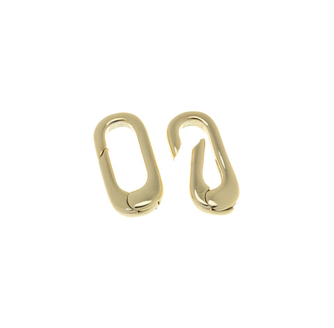 Gold Spring Push Gate Oval Clasp,Push In Elongated Oval Clasp For Bracelet And Necklace Making,Shiny Smooth Finish Long Clasp,CLG227