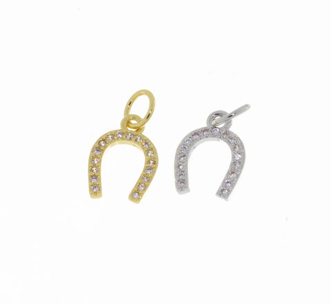 Dainty Gold Or Silver Horseshoe CZ Charm,Minimalist Small Horseshoe Charm,Timeless CZ Mini Horseshoe Charm For Jewelry,CPG1160-CPS1160