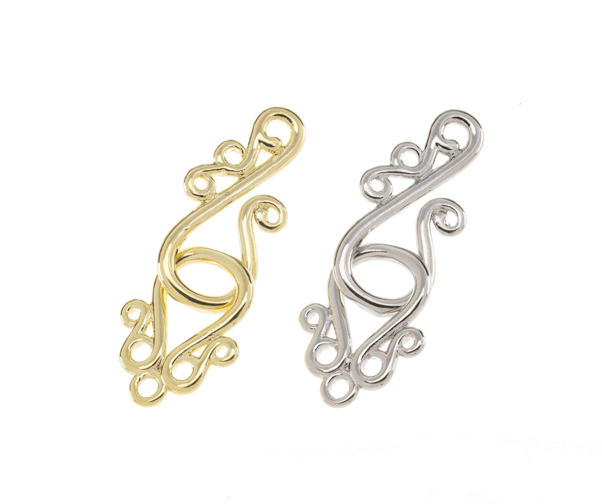 Gold or Silver Fancy Filigree Style Hook Clasp, 21x9.5mm and 15.5x9.5mm, 1 set or 10sets, WHOLESALE,CLG139-CLS139