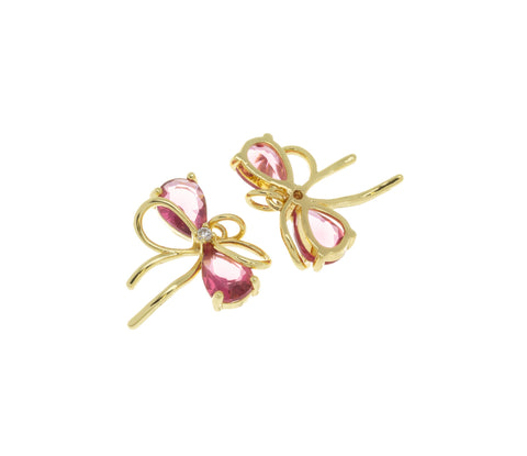 Gold Ribbon Tie CZ Charm,Minimalist Ribbon Bow Tie Charm,Timeless Ribbon Bow Tie Charm For Jewelry Making,CPG2061