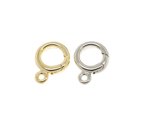 Gold And Silver Spring Push In Clasp,Push Gate Circle Clasp For Bracelet And Necklace Making,Shiny Smooth Finish Round Clasp,CLG225-CLS225