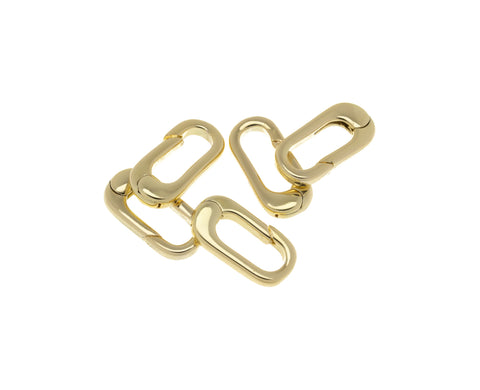 Gold Spring Push Gate Oval Clasp,Push In Elongated Oval Clasp For Bracelet And Necklace Making,Shiny Smooth Finish Long Clasp,CLG227