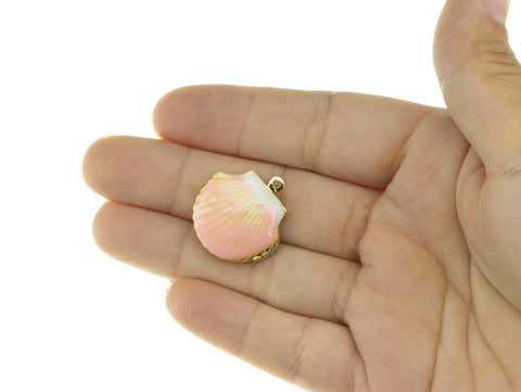 Clam Shell Locket Charm For Necklace Making,Gold Clam Shell Locket Pendant,Seashell Locket Charm,Enamel Locket Clam Seashell Pendant,CPG737