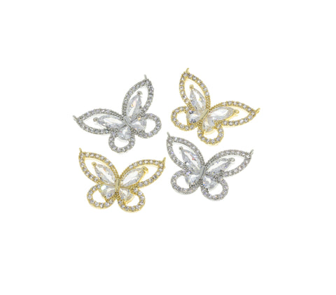 Butterfly Pave CZ Gold Or Silver Connector Charm,Butterfly Connector Charm,CZ Gold Butterfly Connector Charm,CNG066-CNS066