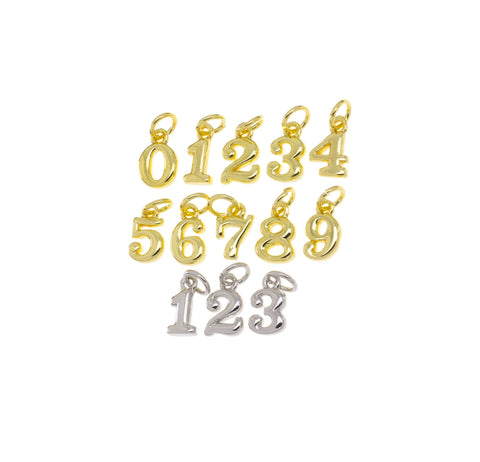 Gold Or Silver Number Charms,Small Number Charm For Birthday Gift,Number Charm For Permanent Jewelry Making,CPG739-CPS739