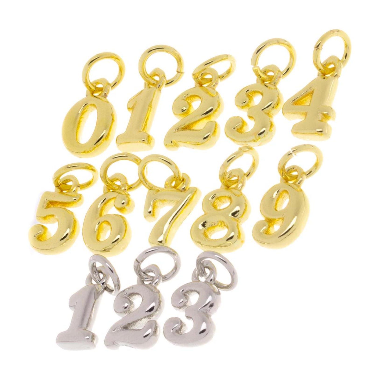 Gold Or Silver Number Charms,Small Number Charm For Birthday Gift,Number Charm For Permanent Jewelry Making,CPG739-CPS739