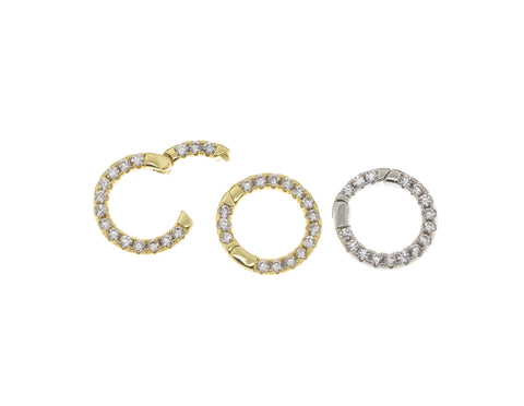 Gold Or Silver Removable Clicker Enhancer Ring Clasp,Chain Shortener Clasp,Removable  Enhancer Clasp,Gold CZ Enhancer Clasp,CLG298-CLS298