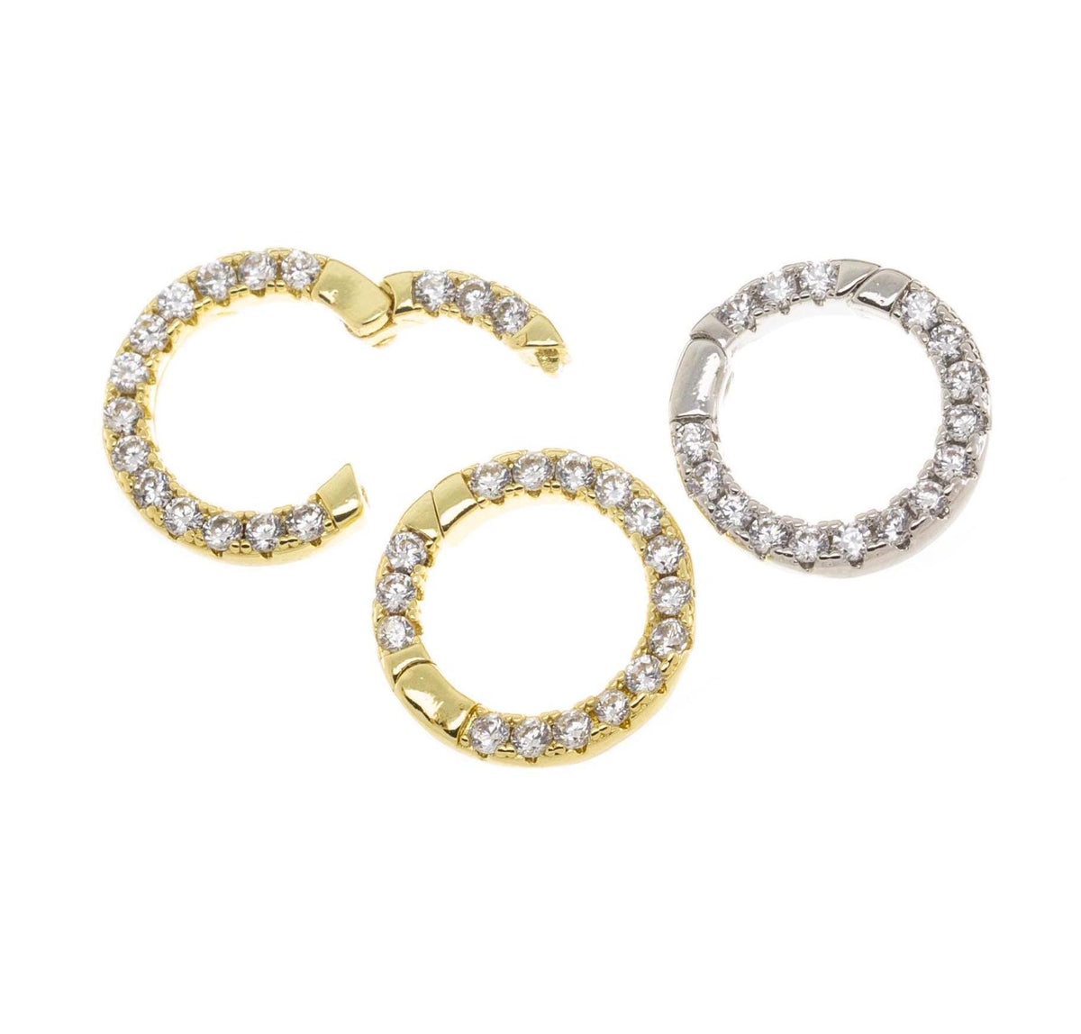 Gold Or Silver Removable Clicker Enhancer Ring Clasp,Chain Shortener Clasp,Removable  Enhancer Clasp,Gold CZ Enhancer Clasp,CLG298-CLS298