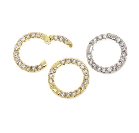 Gold Or Silver Removable Clicker Enhancer Ring Clasp,Chain Shortener Clasp,Removable  Enhancer Clasp,Gold CZ Enhancer Clasp,CLG298-CLS298