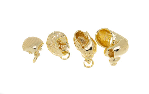 Gold Sea Shell Charm,Hermit Crab Shell Charm,Sealife Hermit Shell Charm,Sea Shell Charm For Jewelry Making,CPG743-44-45-46