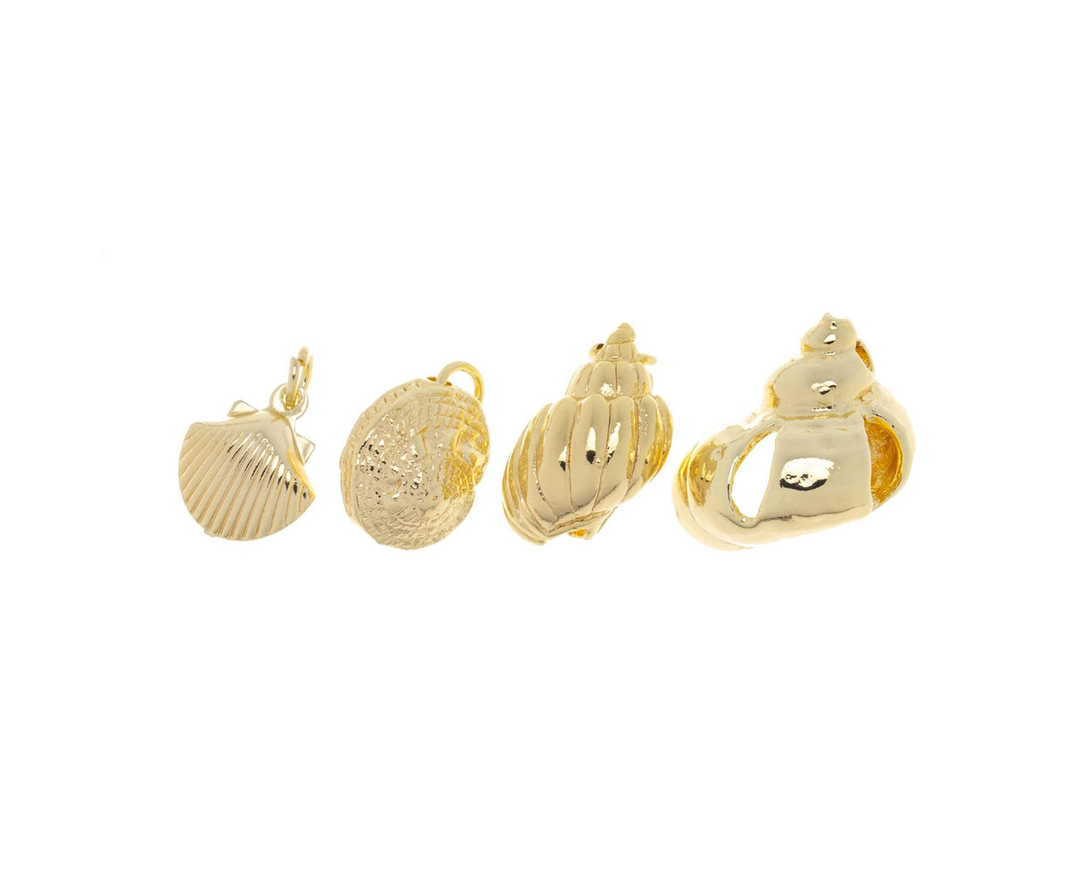 Gold Sea Shell Charm,Hermit Crab Shell Charm,Sealife Hermit Shell Charm,Sea Shell Charm For Jewelry Making,CPG743-44-45-46