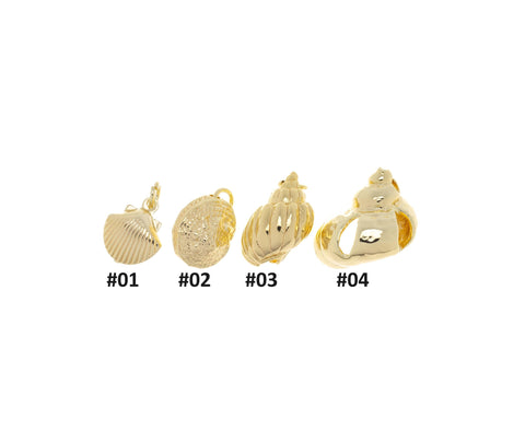 Gold Sea Shell Charm,Hermit Crab Shell Charm,Sealife Hermit Shell Charm,Sea Shell Charm For Jewelry Making,CPG743-44-45-46
