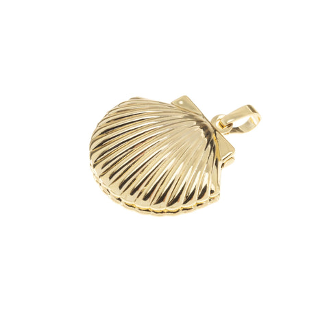 Clam Shell Locket Charm,Gold Clam Shell Locket Pendant,Seashell Locket Charm,Shiny gold Locket Clam Shell Pendant,CPG2129