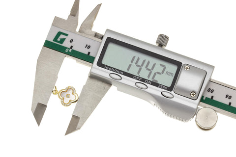 Gold  Flower MOP CZ Charm,Shamrock MOP Four Leaf Charm,Mother Of Pearl Flower Charm,CPG750