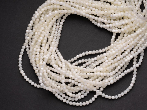 -2mm trochus shell white petite ivory beads, super dainty, full strand, natural trochus shell beads, 2R03