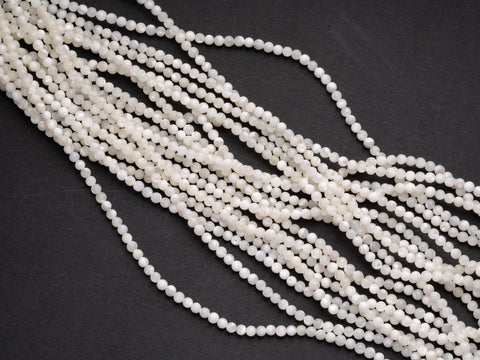 -2mm trochus shell white petite ivory beads, super dainty, full strand, natural trochus shell beads, 2R03