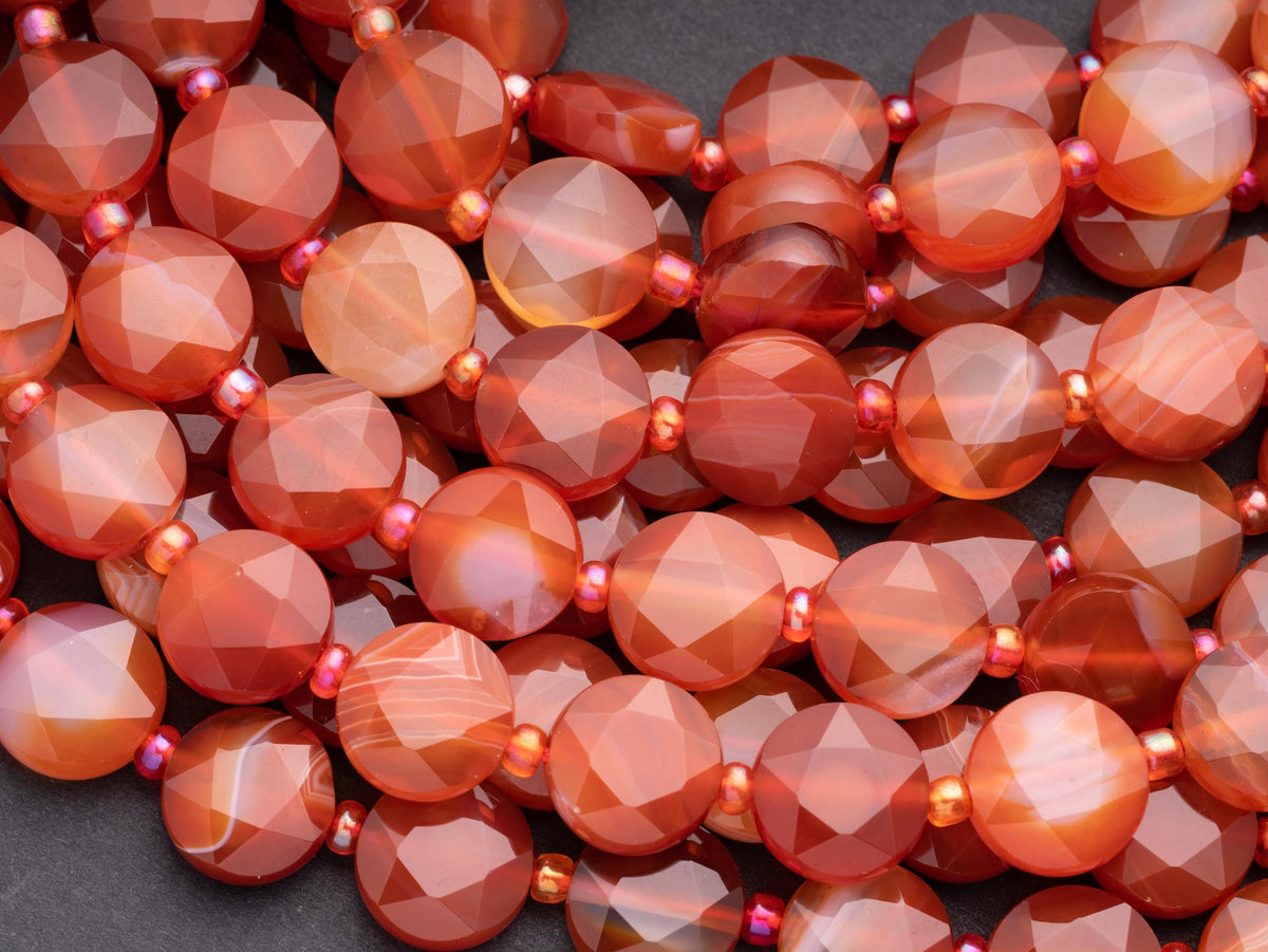 Fiery Natural Red Botswana Agate Star Cut Disc Beads, 10mm disc, Natural Red Boswana beads, Boswana Disc Beads, Full Strand, DS001