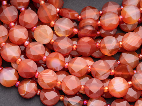 Fiery Natural Red Botswana Agate Star Cut Disc Beads, 10mm disc, Natural Red Boswana beads, Boswana Disc Beads, Full Strand, DS001