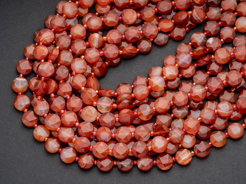 Fiery Natural Red Botswana Agate Star Cut Disc Beads, 10mm disc, Natural Red Boswana beads, Boswana Disc Beads, Full Strand, DS001