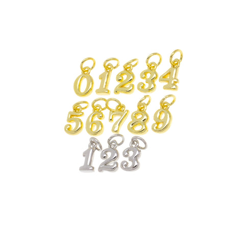 Gold Or Silver Number Charms,Small Number Charm For Birthday Gift,Number Charm For Permanent Jewelry Making,CPG739-CPS739